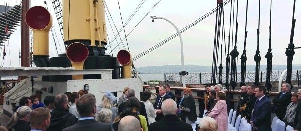 Wedding Ceremony RRS Discovery Bagpiper