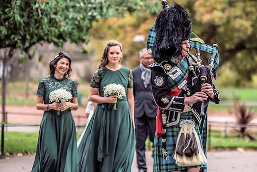 What does a bagpiper do a t a wedding - Bridesmaids arrival
