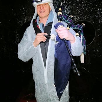 Bagpiper in Inchindown Oil Tanks