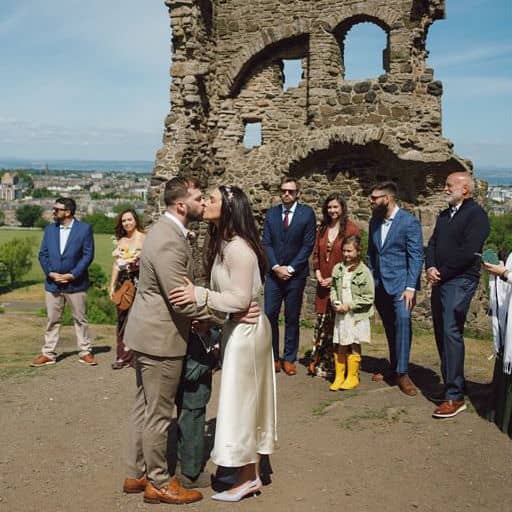 Small wedding group at St Anthony’s Chapel Edinburgh