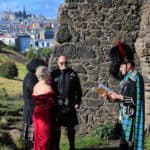 People nearby during a ceremony at St Anthony’s Chapel in Edinburgh