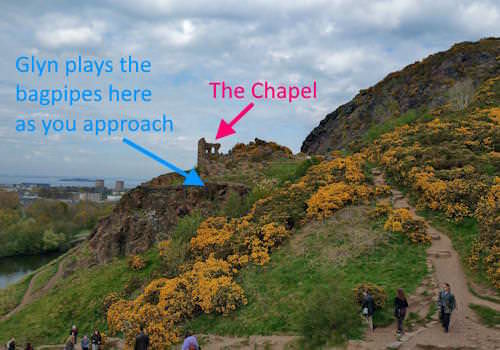 The path up to St Anthony's Chapel for a wedding ceremony