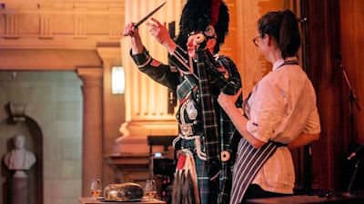 Bagpiper for Burns Supper service card
