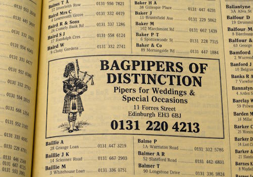 Bagpipers of Distinction Yellow Pages